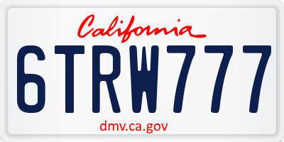 CA license plate 6TRW777