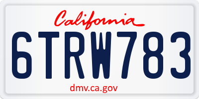 CA license plate 6TRW783