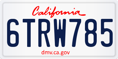 CA license plate 6TRW785