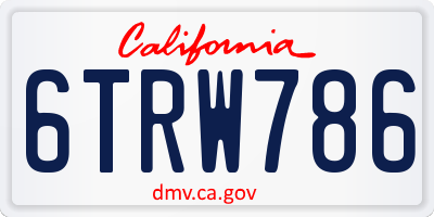 CA license plate 6TRW786