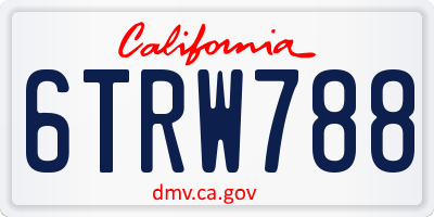 CA license plate 6TRW788