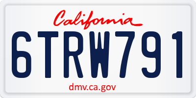 CA license plate 6TRW791