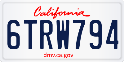 CA license plate 6TRW794