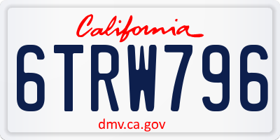 CA license plate 6TRW796