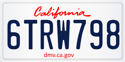 CA license plate 6TRW798