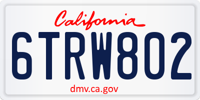 CA license plate 6TRW802