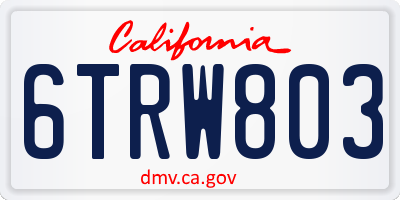 CA license plate 6TRW803