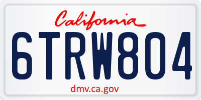CA license plate 6TRW804