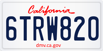 CA license plate 6TRW820