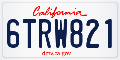 CA license plate 6TRW821