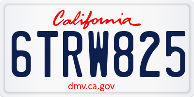 CA license plate 6TRW825