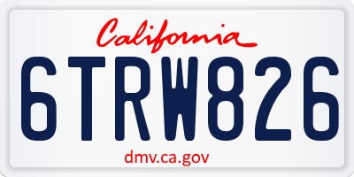 CA license plate 6TRW826