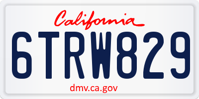 CA license plate 6TRW829