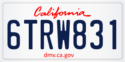 CA license plate 6TRW831