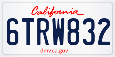 CA license plate 6TRW832