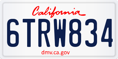 CA license plate 6TRW834