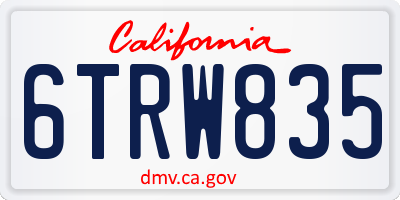 CA license plate 6TRW835