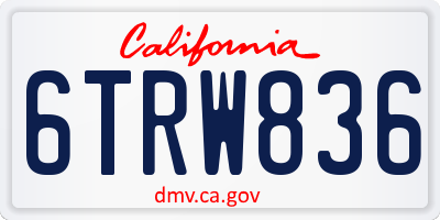 CA license plate 6TRW836