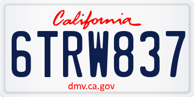 CA license plate 6TRW837