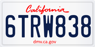 CA license plate 6TRW838