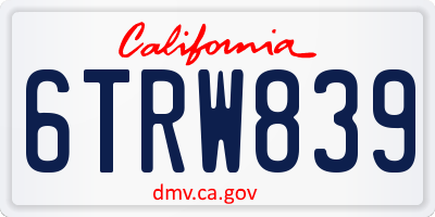 CA license plate 6TRW839