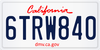 CA license plate 6TRW840