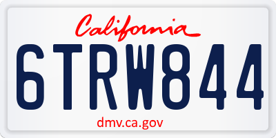 CA license plate 6TRW844