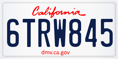 CA license plate 6TRW845