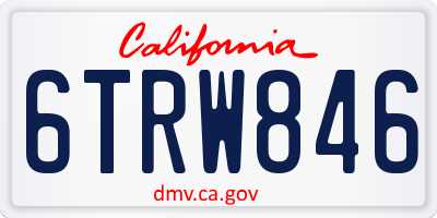 CA license plate 6TRW846