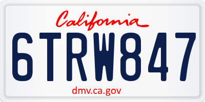 CA license plate 6TRW847