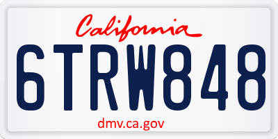 CA license plate 6TRW848