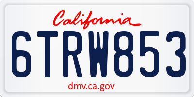 CA license plate 6TRW853