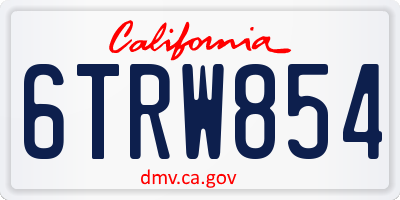 CA license plate 6TRW854