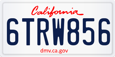 CA license plate 6TRW856