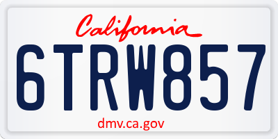 CA license plate 6TRW857