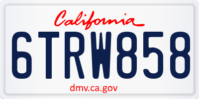 CA license plate 6TRW858