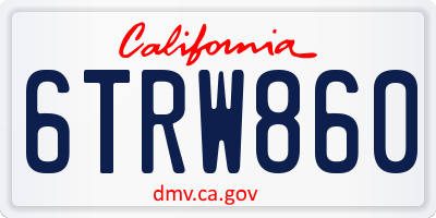 CA license plate 6TRW860