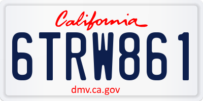 CA license plate 6TRW861