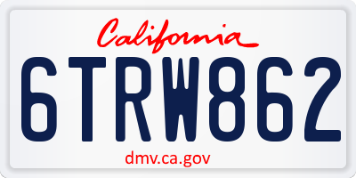 CA license plate 6TRW862