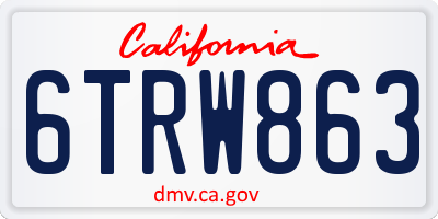 CA license plate 6TRW863