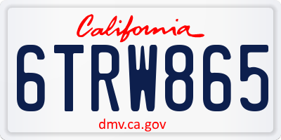 CA license plate 6TRW865