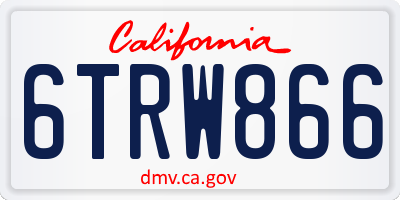 CA license plate 6TRW866