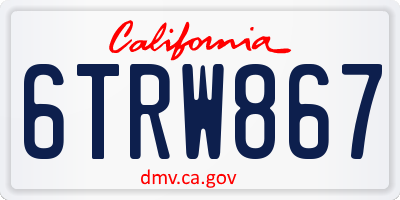 CA license plate 6TRW867