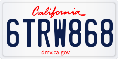CA license plate 6TRW868