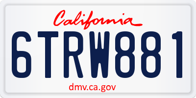 CA license plate 6TRW881