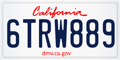 CA license plate 6TRW889