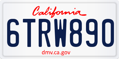 CA license plate 6TRW890
