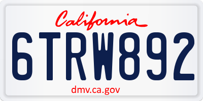 CA license plate 6TRW892