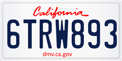 CA license plate 6TRW893