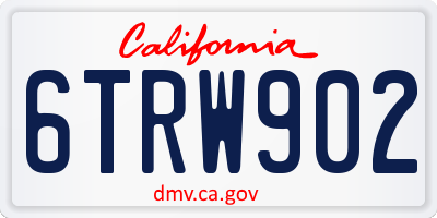 CA license plate 6TRW902